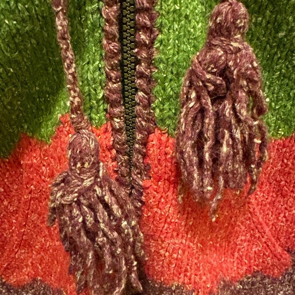 Orval Handmade 50% Wool Colorful Striped Women's Hooded Sweater Jacket EUC Sz L - Picture 3 of 13